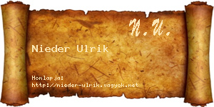 Nieder Ulrik névjegykártya